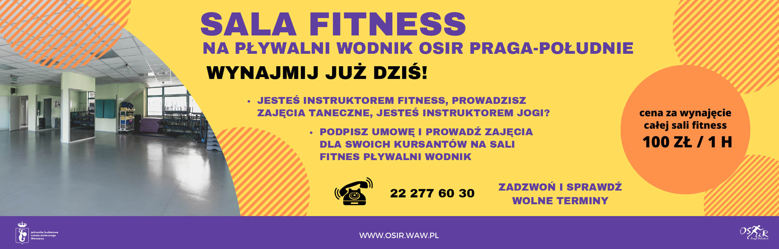 Chcesz prowadzić zajęcia fitness, tańca, gimnastykę? Zapraszamy do wynajmu sali.